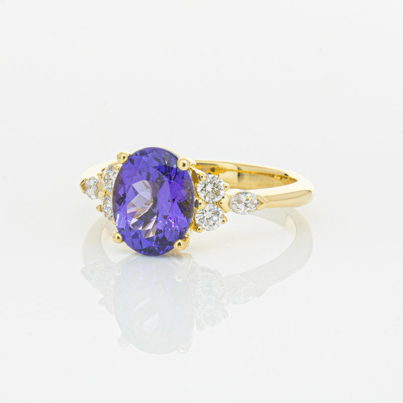 18ct Yellow Gold 2.19ct Tanzanite & Diamond Oriana Ring-Ring-Walker & Hall