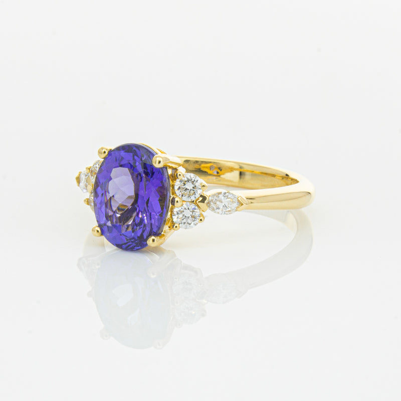 18ct Yellow Gold 2.19ct Tanzanite & Diamond Oriana Ring-Ring-Walker & Hall