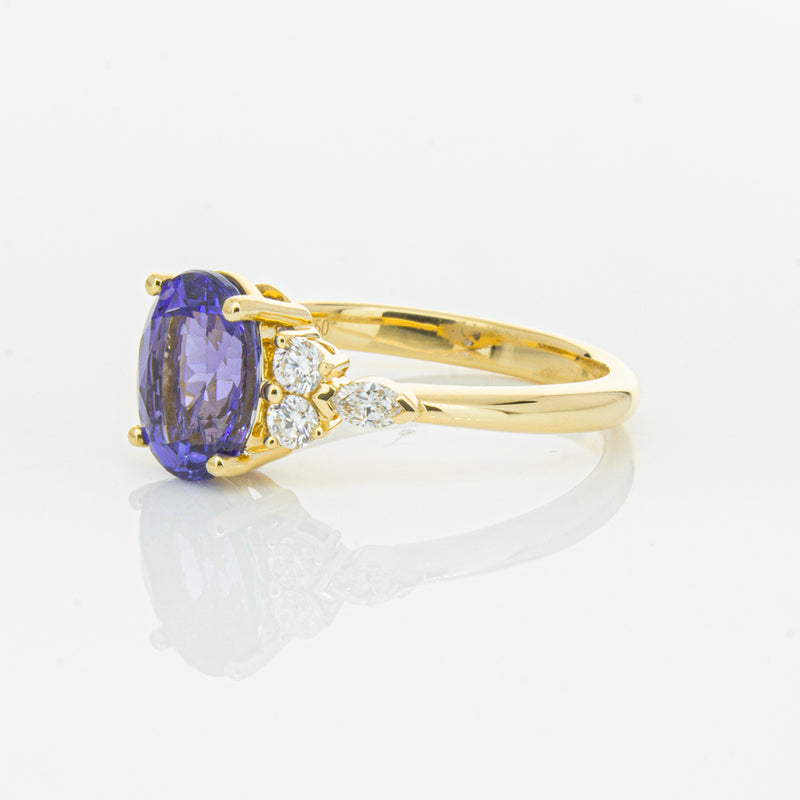 18ct Yellow Gold 2.19ct Tanzanite & Diamond Oriana Ring-Ring-Walker & Hall