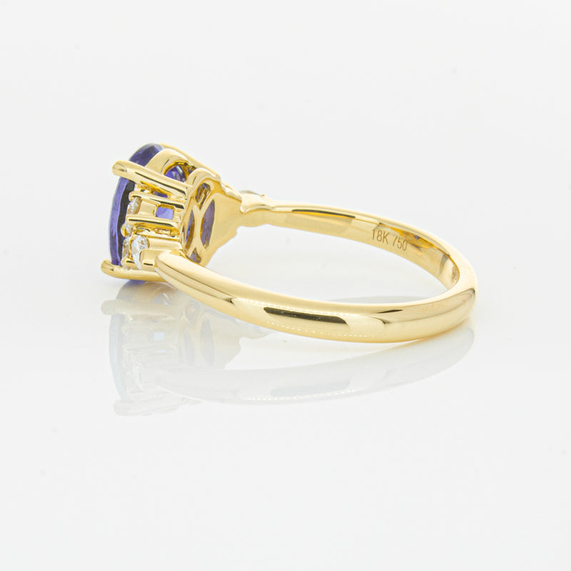 18ct Yellow Gold 2.19ct Tanzanite & Diamond Oriana Ring-Ring-Walker & Hall