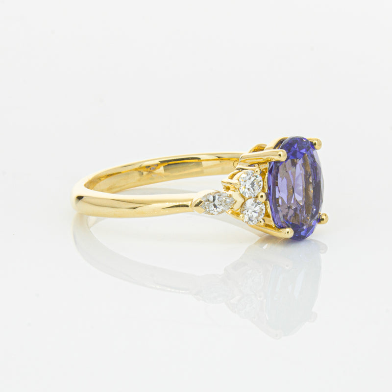 18ct Yellow Gold 2.19ct Tanzanite & Diamond Oriana Ring-Ring-Walker & Hall