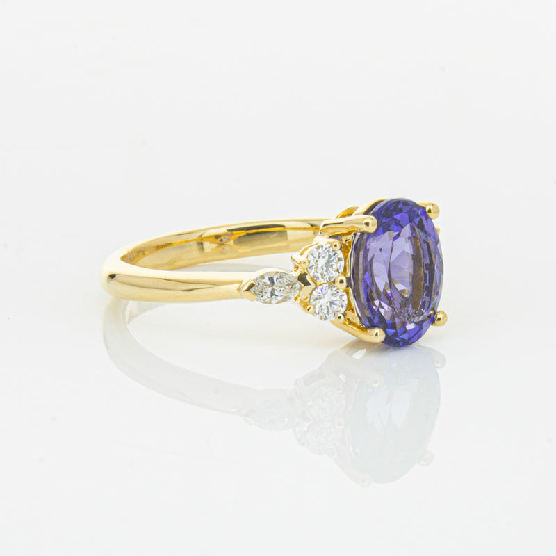 18ct Yellow Gold 2.19ct Tanzanite & Diamond Oriana Ring-Ring-Walker & Hall