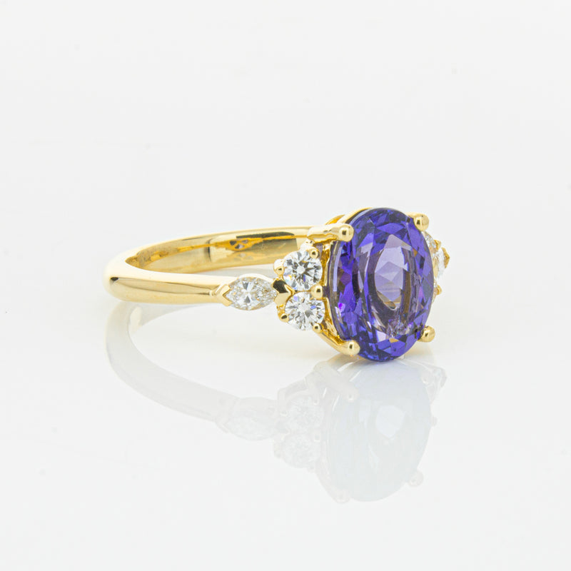 18ct Yellow Gold 2.19ct Tanzanite & Diamond Oriana Ring-Ring-Walker & Hall