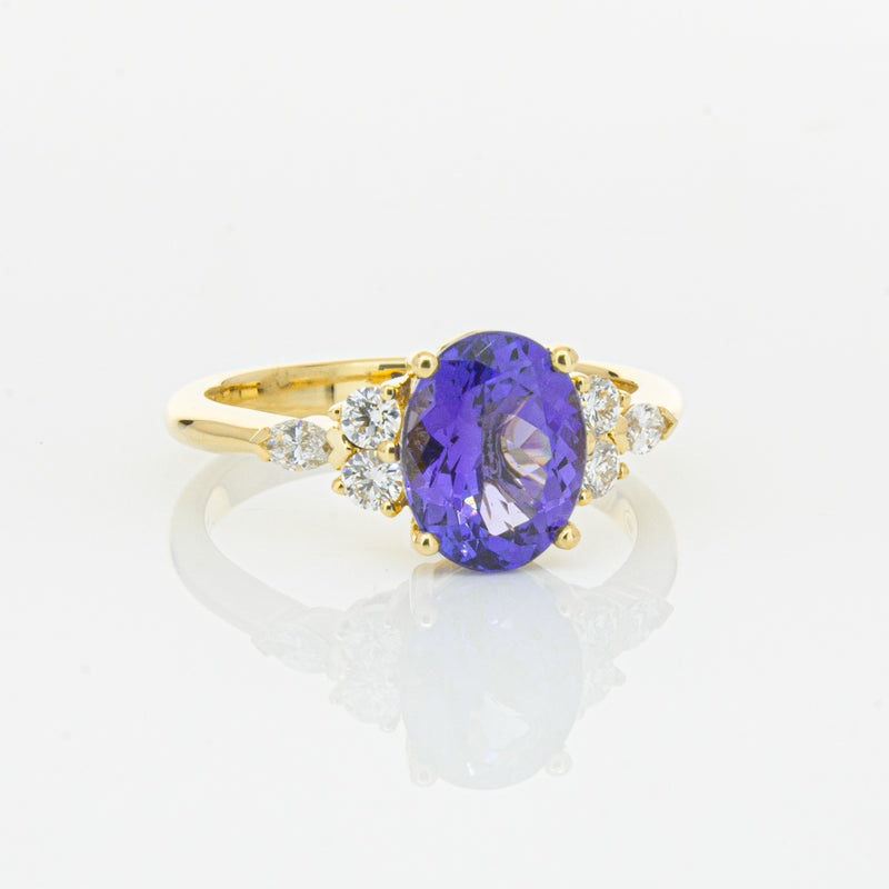 18ct Yellow Gold 2.19ct Tanzanite & Diamond Oriana Ring-Ring-Walker & Hall