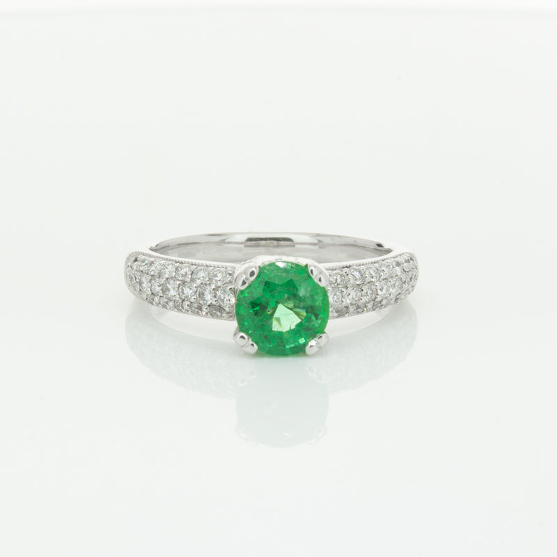 Deja Vu 18ct White Gold .90ct Emerald & Diamond Ring-Ring-Walker & Hall