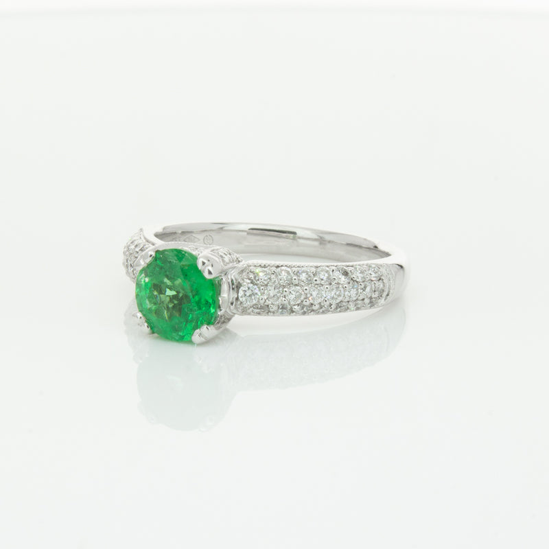 Deja Vu 18ct White Gold .90ct Emerald & Diamond Ring-Ring-Walker & Hall
