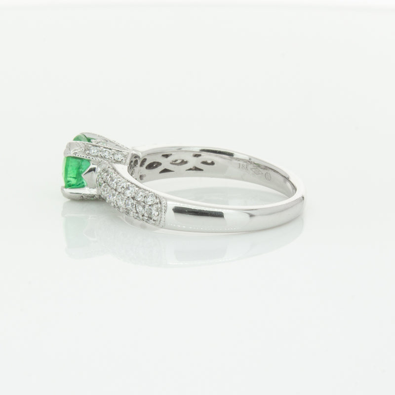 Deja Vu 18ct White Gold .90ct Emerald & Diamond Ring-Ring-Walker & Hall