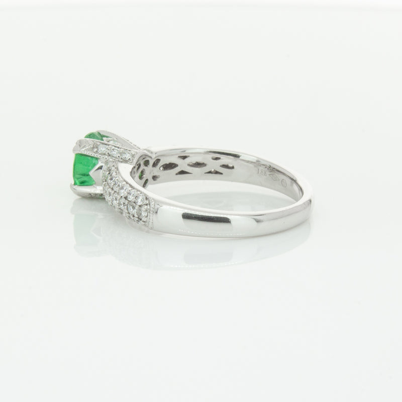 Deja Vu 18ct White Gold .90ct Emerald & Diamond Ring-Ring-Walker & Hall