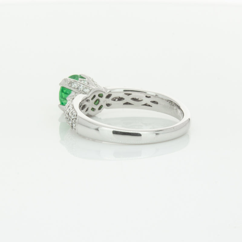 Deja Vu 18ct White Gold .90ct Emerald & Diamond Ring-Ring-Walker & Hall