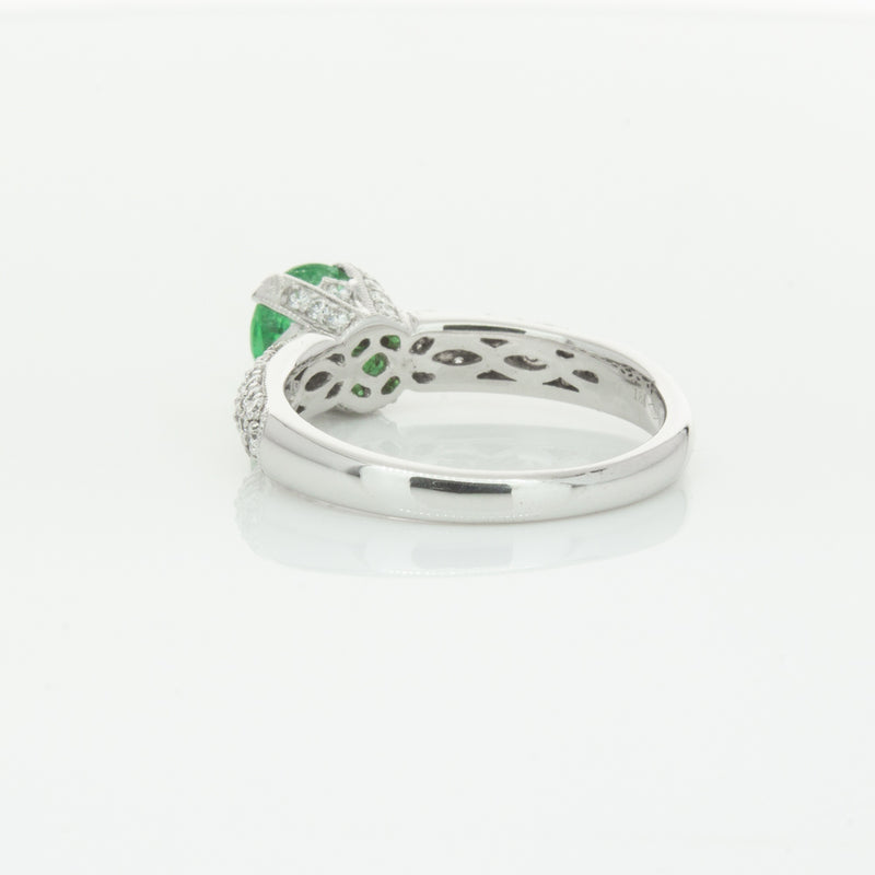 Deja Vu 18ct White Gold .90ct Emerald & Diamond Ring-Ring-Walker & Hall