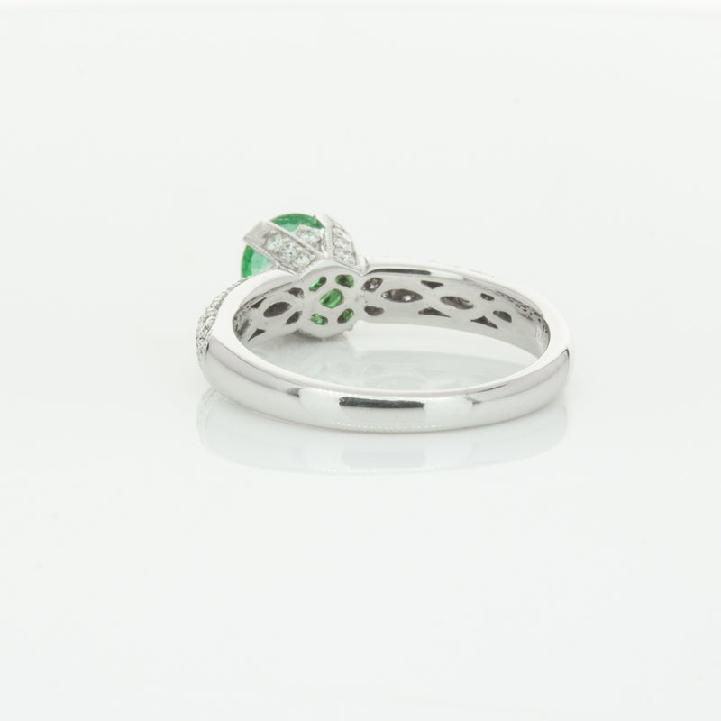 Deja Vu 18ct White Gold .90ct Emerald & Diamond Ring-Ring-Walker & Hall