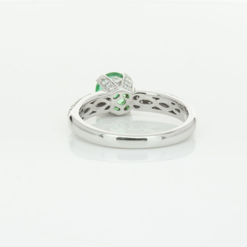 Deja Vu 18ct White Gold .90ct Emerald & Diamond Ring-Ring-Walker & Hall