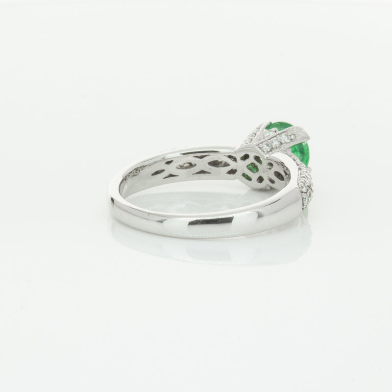 Deja Vu 18ct White Gold .90ct Emerald & Diamond Ring-Ring-Walker & Hall
