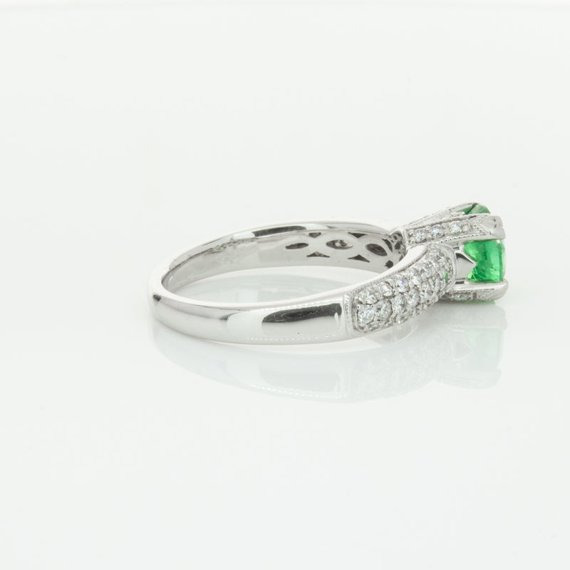 Deja Vu 18ct White Gold .90ct Emerald & Diamond Ring-Ring-Walker & Hall