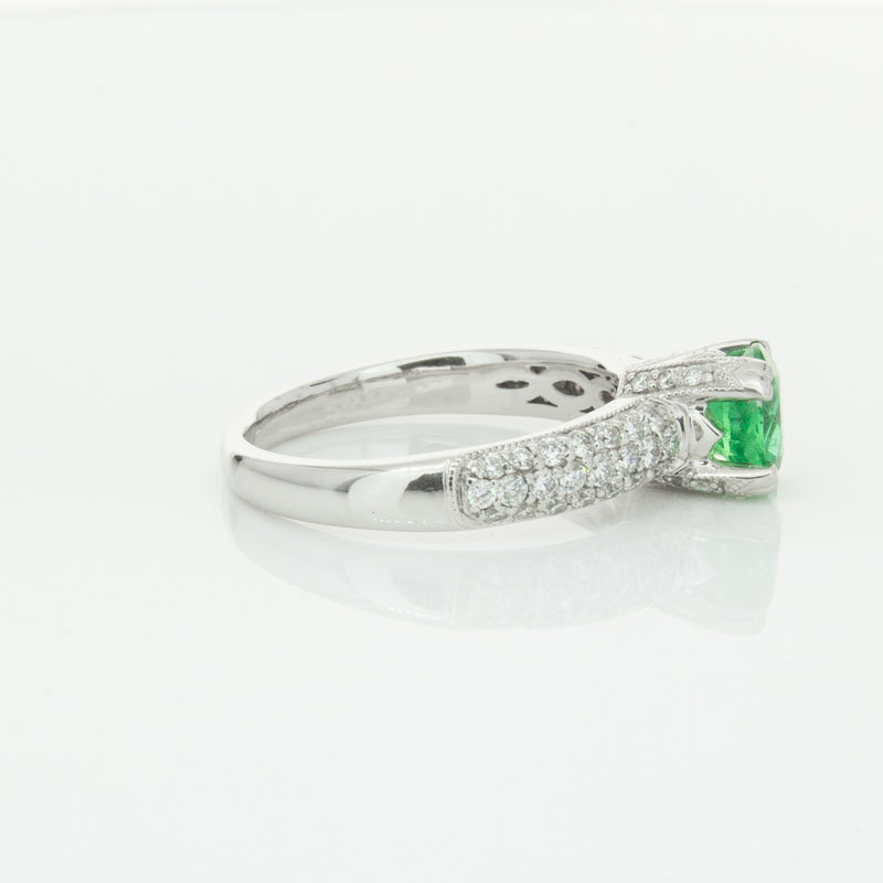 Deja Vu 18ct White Gold .90ct Emerald & Diamond Ring-Ring-Walker & Hall