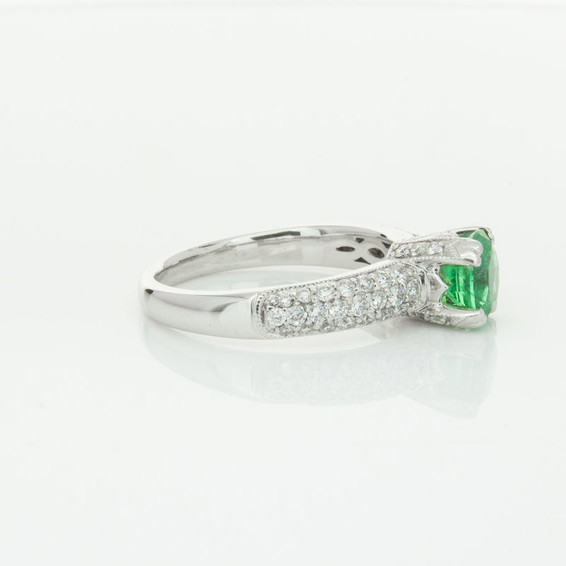Deja Vu 18ct White Gold .90ct Emerald & Diamond Ring-Ring-Walker & Hall