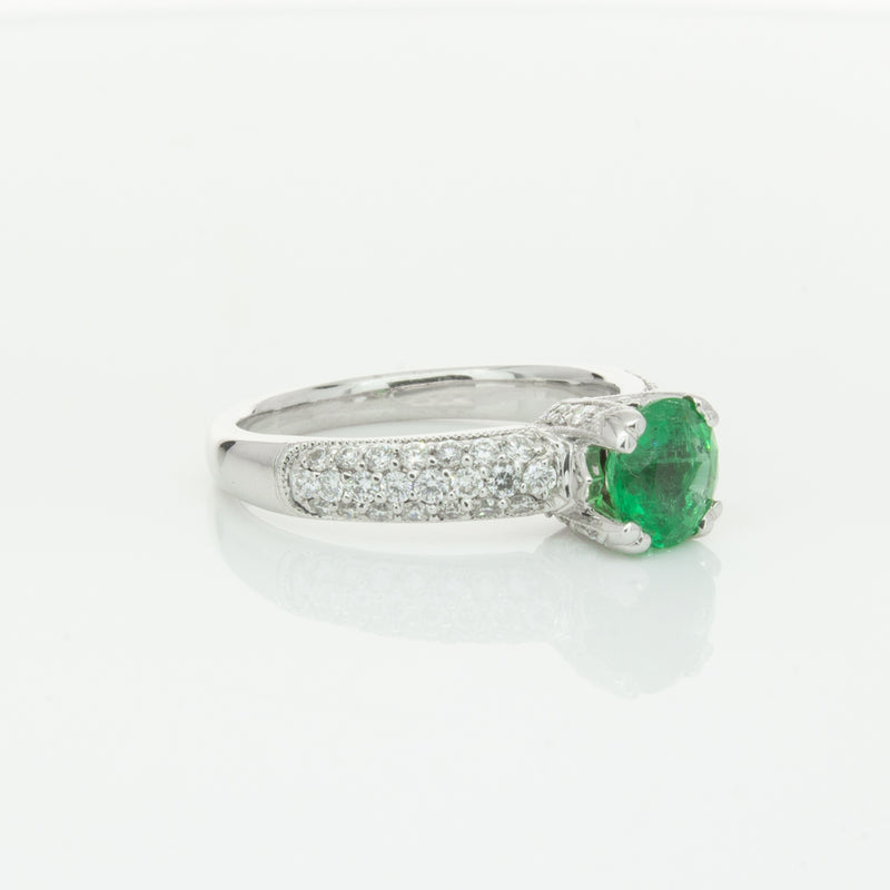 Deja Vu 18ct White Gold .90ct Emerald & Diamond Ring-Ring-Walker & Hall