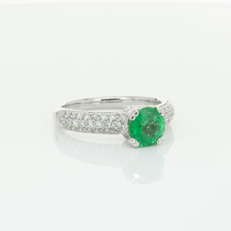 Deja Vu 18ct White Gold .90ct Emerald & Diamond Ring-Ring-Walker & Hall