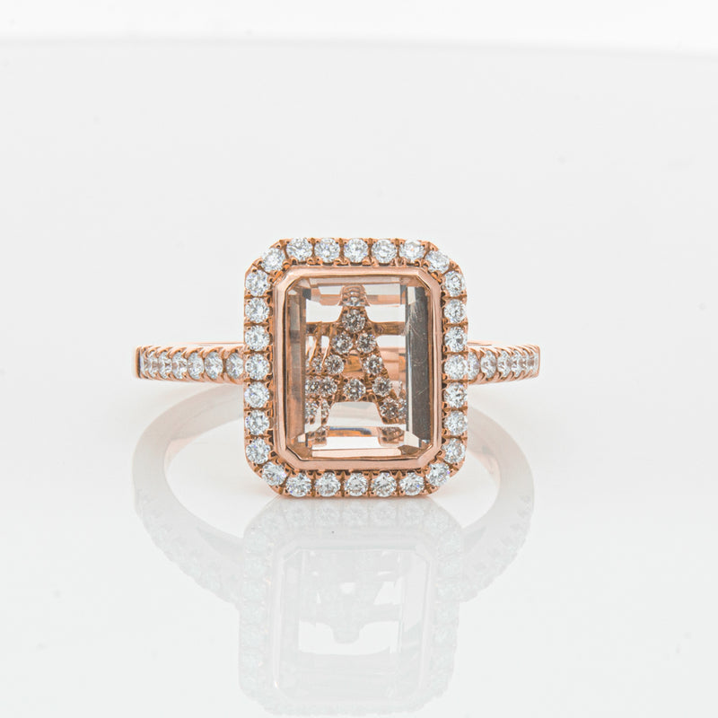 18ct Rose Gold Morganite & Diamond Ring-Ring-Walker & Hall