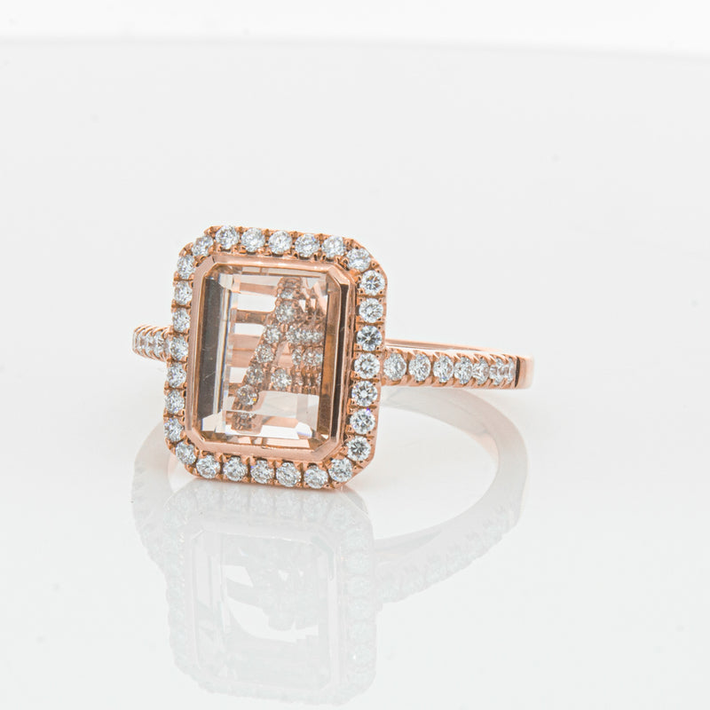 18ct Rose Gold Morganite & Diamond Ring-Ring-Walker & Hall