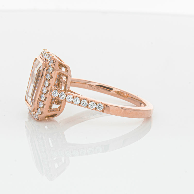 18ct Rose Gold Morganite & Diamond Ring-Ring-Walker & Hall