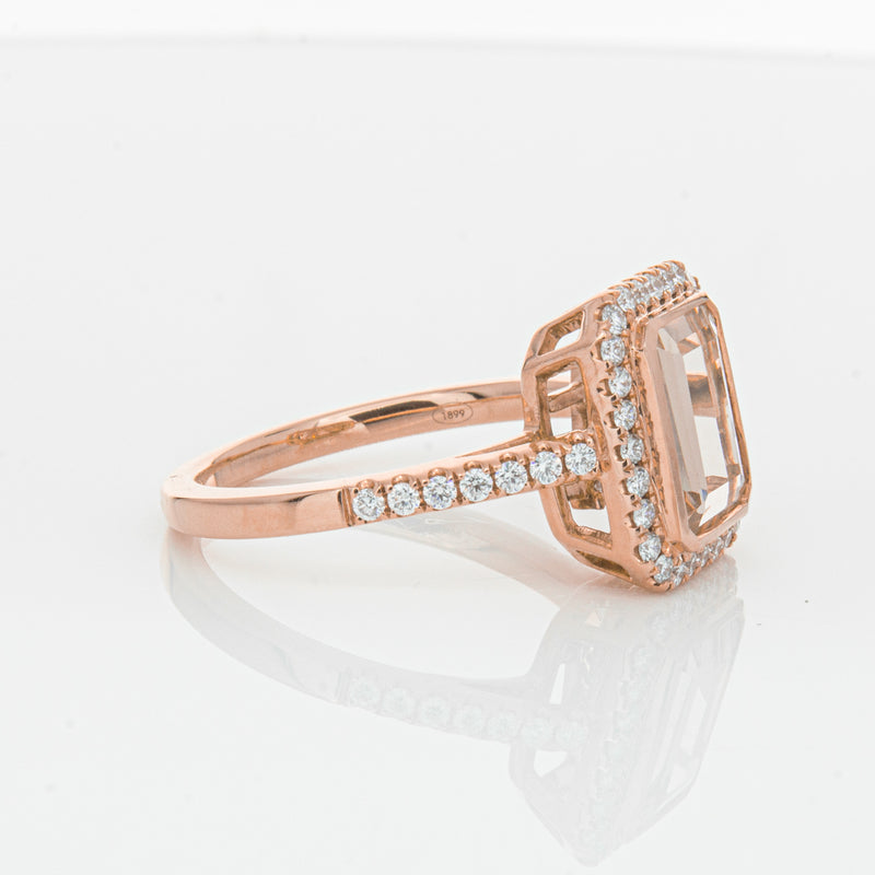 18ct Rose Gold Morganite & Diamond Ring-Ring-Walker & Hall