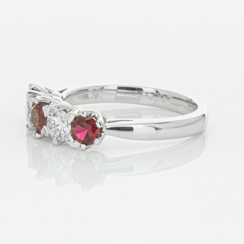 18ct White Gold Ruby & Diamond Pentagon Ring-Ring-Walker & Hall