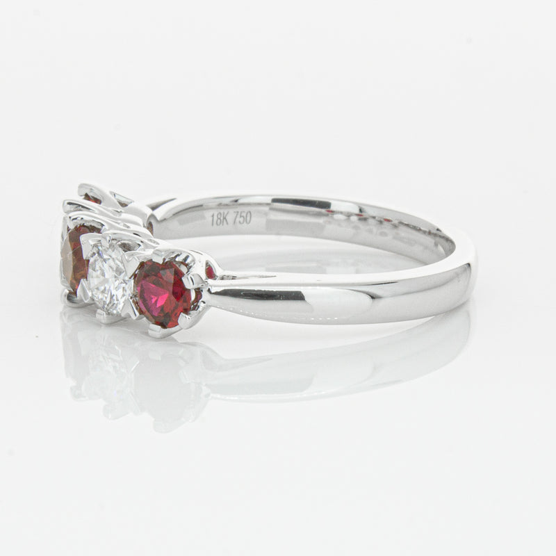 18ct White Gold Ruby & Diamond Pentagon Ring-Ring-Walker & Hall