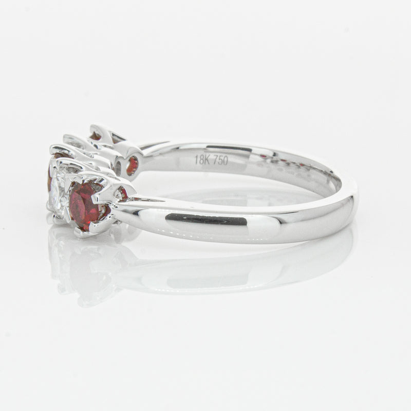 18ct White Gold Ruby & Diamond Pentagon Ring-Ring-Walker & Hall