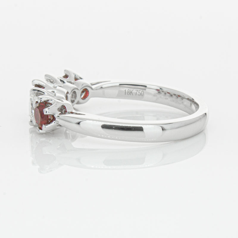 18ct White Gold Ruby & Diamond Pentagon Ring-Ring-Walker & Hall