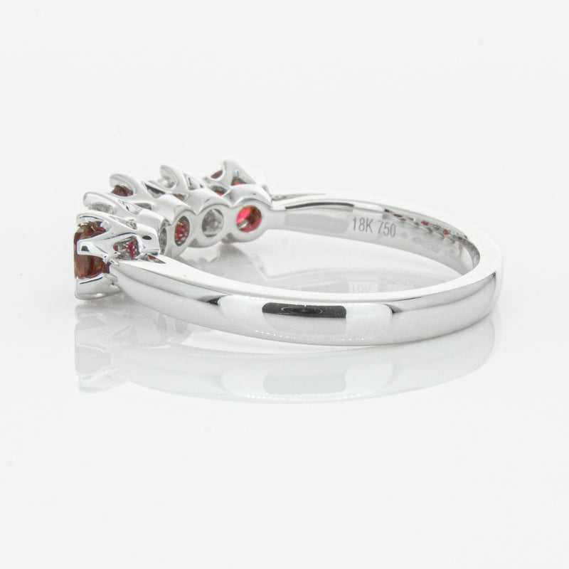 18ct White Gold Ruby & Diamond Pentagon Ring-Ring-Walker & Hall