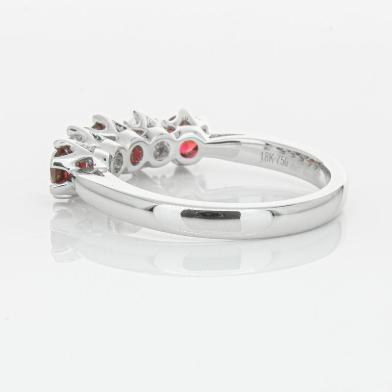 18ct White Gold Ruby & Diamond Pentagon Ring-Ring-Walker & Hall