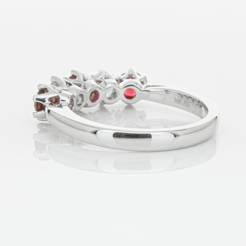 18ct White Gold Ruby & Diamond Pentagon Ring-Ring-Walker & Hall