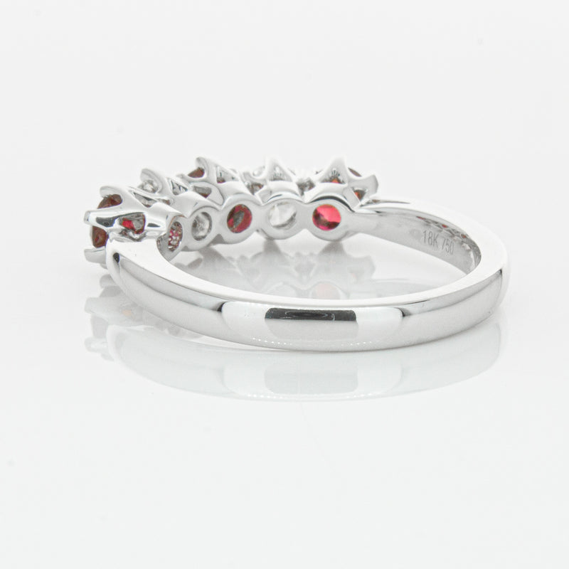 18ct White Gold Ruby & Diamond Pentagon Ring-Ring-Walker & Hall