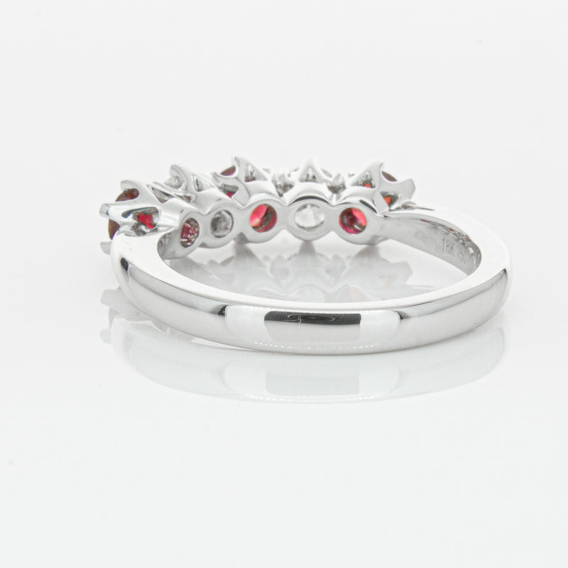 18ct White Gold Ruby & Diamond Pentagon Ring-Ring-Walker & Hall