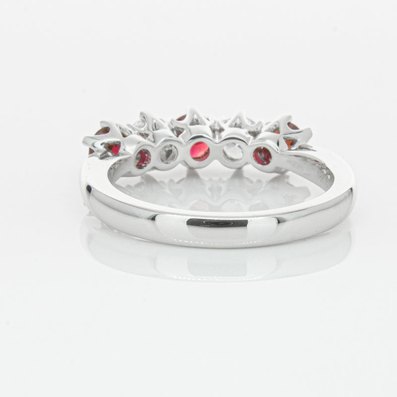 18ct White Gold Ruby & Diamond Pentagon Ring-Ring-Walker & Hall