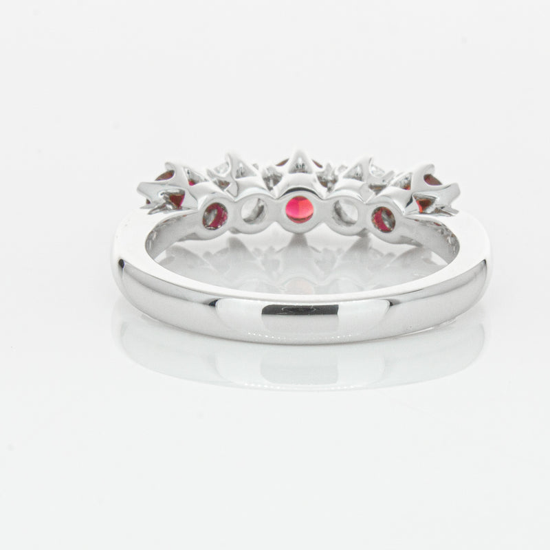 18ct White Gold Ruby & Diamond Pentagon Ring-Ring-Walker & Hall