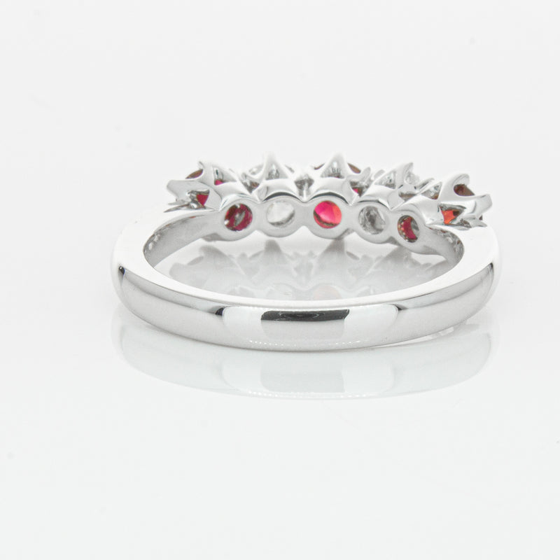 18ct White Gold Ruby & Diamond Pentagon Ring-Ring-Walker & Hall