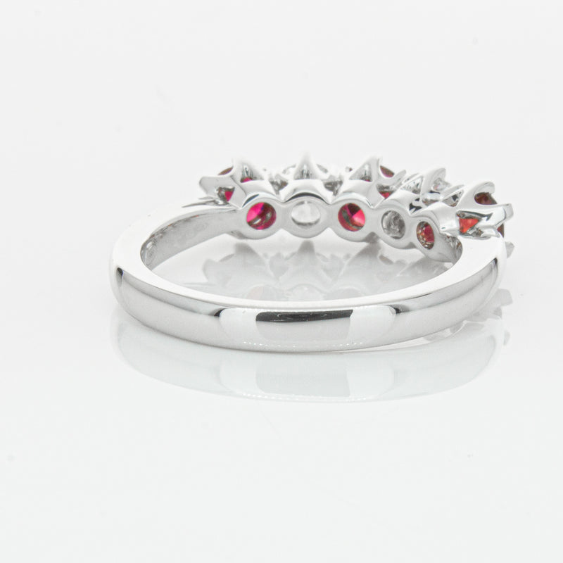 18ct White Gold Ruby & Diamond Pentagon Ring-Ring-Walker & Hall