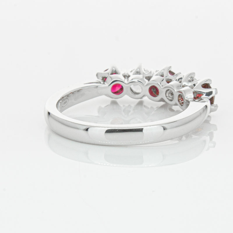 18ct White Gold Ruby & Diamond Pentagon Ring-Ring-Walker & Hall