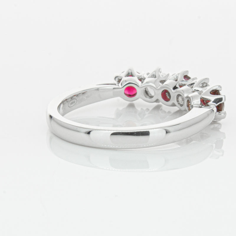 18ct White Gold Ruby & Diamond Pentagon Ring-Ring-Walker & Hall