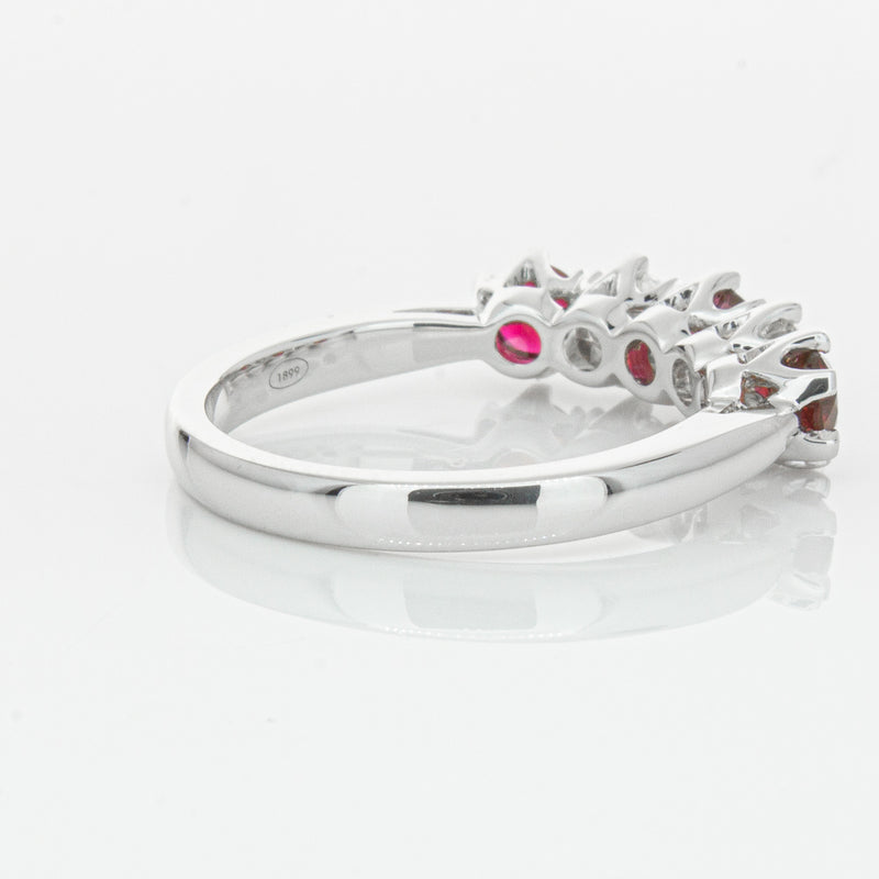 18ct White Gold Ruby & Diamond Pentagon Ring-Ring-Walker & Hall