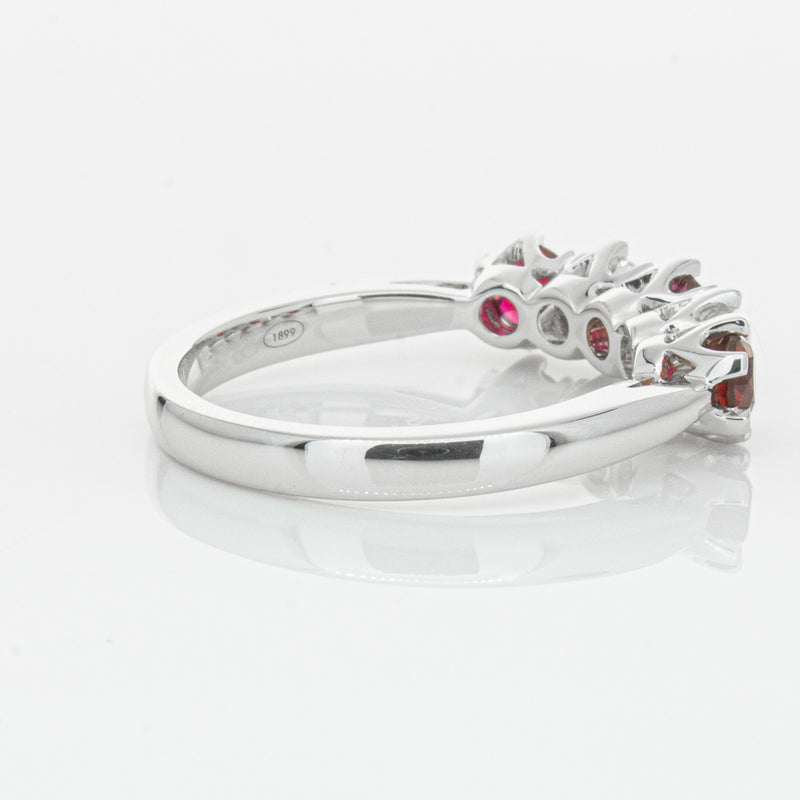 18ct White Gold Ruby & Diamond Pentagon Ring-Ring-Walker & Hall