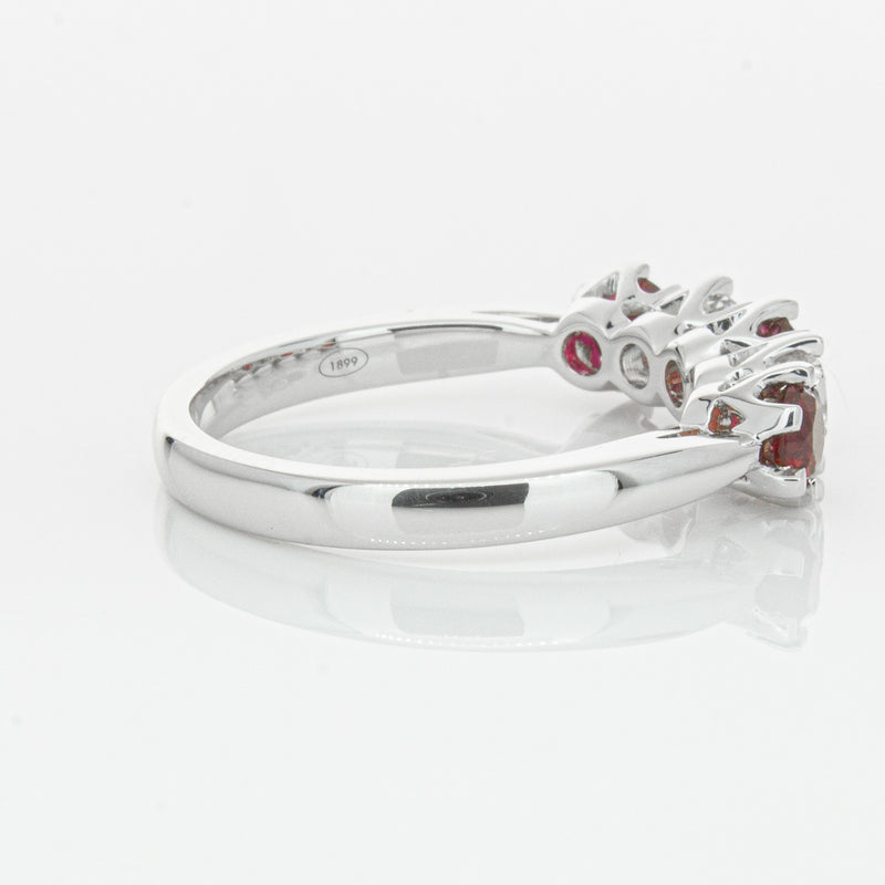 18ct White Gold Ruby & Diamond Pentagon Ring-Ring-Walker & Hall