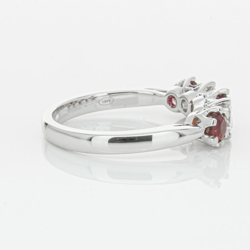 18ct White Gold Ruby & Diamond Pentagon Ring-Ring-Walker & Hall