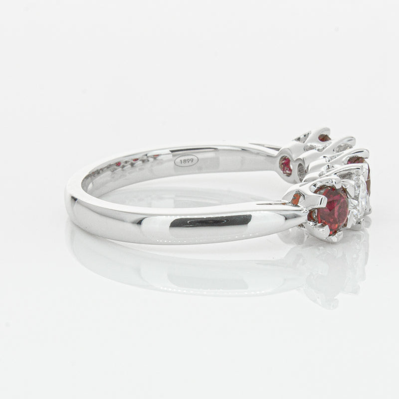 18ct White Gold Ruby & Diamond Pentagon Ring-Ring-Walker & Hall