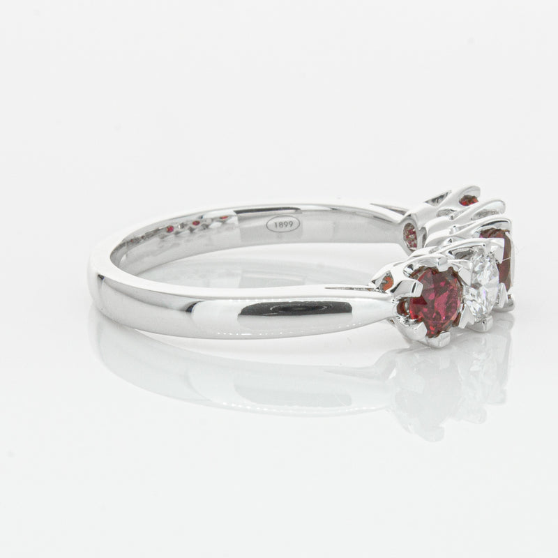 18ct White Gold Ruby & Diamond Pentagon Ring-Ring-Walker & Hall