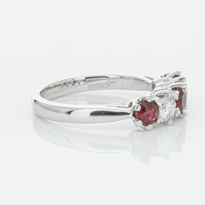 18ct White Gold Ruby & Diamond Pentagon Ring-Ring-Walker & Hall