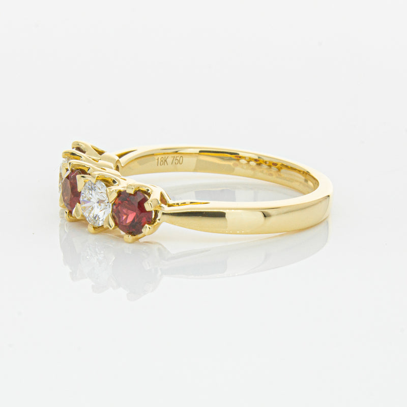18ct Yellow Gold Ruby & Diamond Pentagon Ring-Ring-Walker & Hall