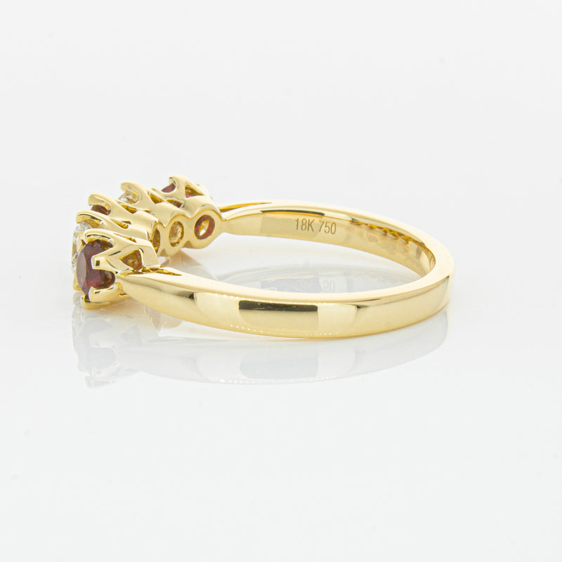 18ct Yellow Gold Ruby & Diamond Pentagon Ring-Ring-Walker & Hall